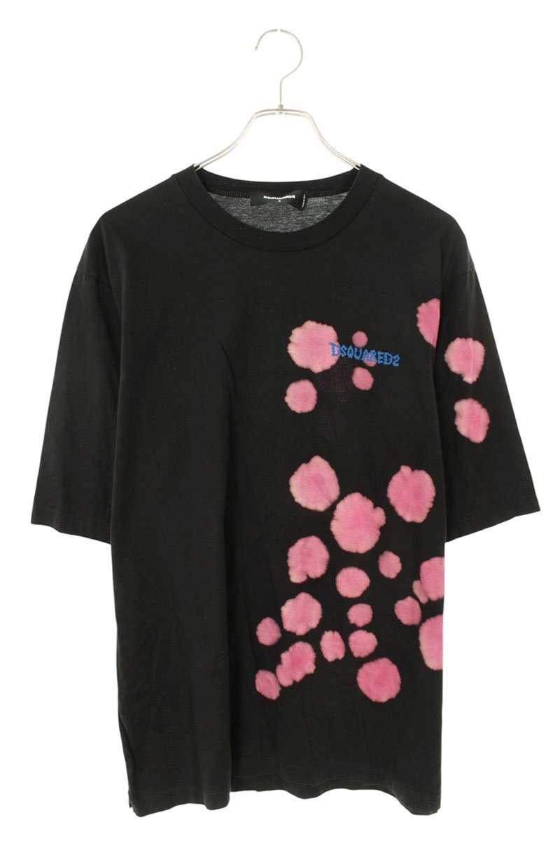 ディースクエアード DSQUARED2　 サイズ:S S74GD1108 ロゴプリントブリーチデザインTシャツ(ブラック)【813062】【BS99】【メンズ】【中古】bb187#rinkan*B
