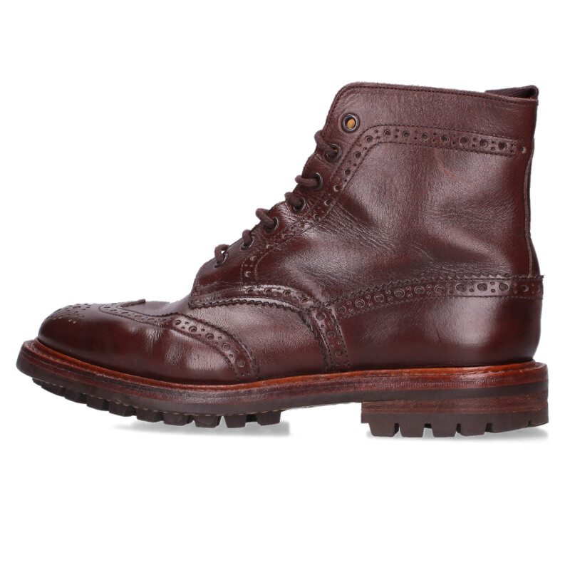 トリッカーズ Trickers サイズ:8.5  M2569 ウイングチップレザーカントリーブーツ(ブラウン)【723062】【BS99】【メンズ】【小物】【中古】bb187#rinkan*B