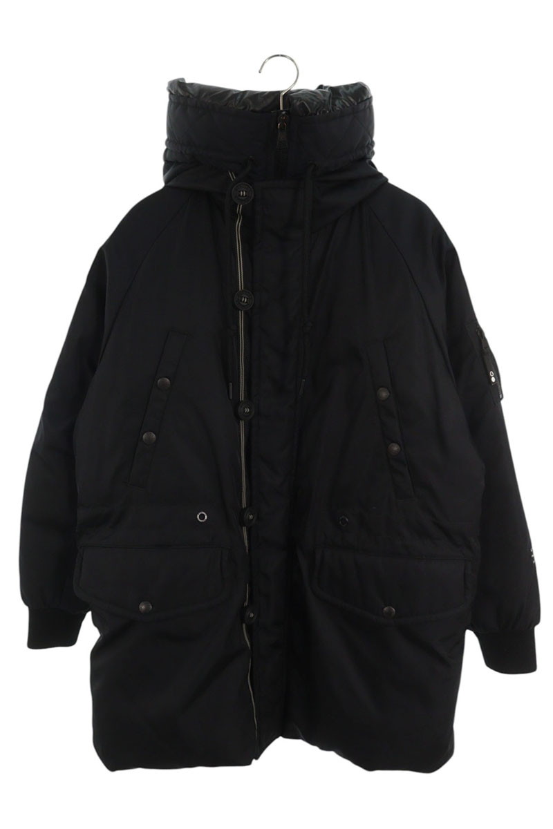 モンクレールジーニアス Moncler Genius　 ×フラグメントデザイン fragment design サイズ:0 TORNADO バックプリントロングダウンジャケット(ブラック)【023062】【BS99】【メンズ】【中古】bb51#rinkan*C