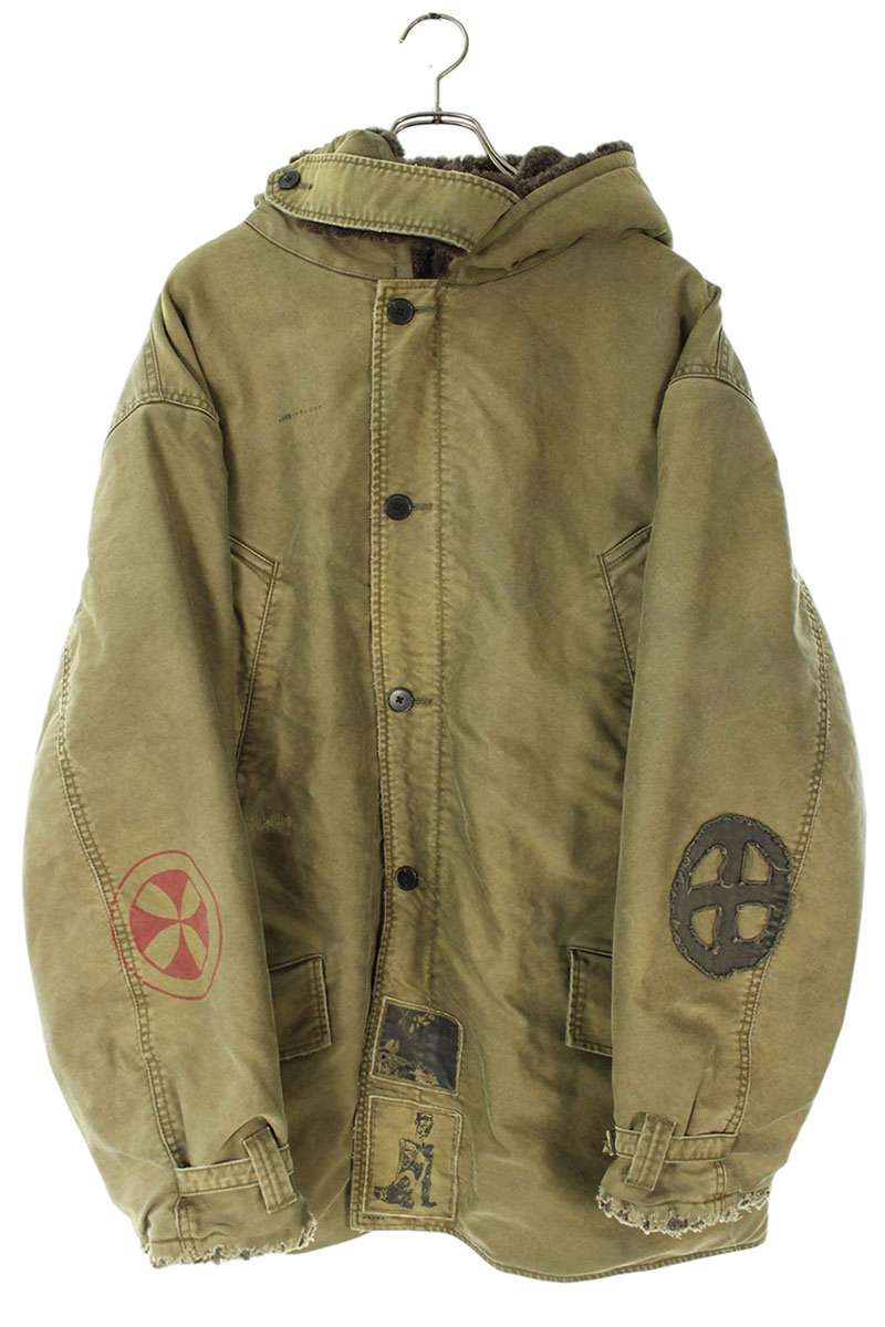 アンファンリッシュデプリメ ENFANTS RICHES DEPRIMES 大きさ:XL  VIENNA WINTER PARKA ヴィンテージ工業ラムシェアリングフーデッドコート(カーキ)【713062】【SS13】【メンズ】【中古】bb33#rinkan*A