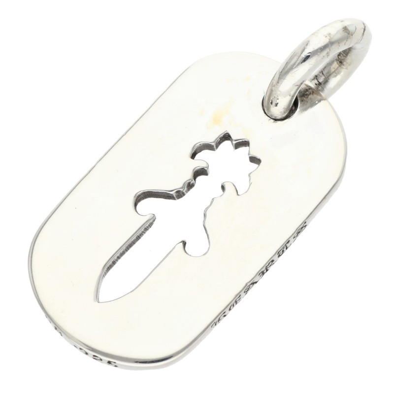 クロムハーツ Chrome Hearts   D TAG SML CO DAG カットアウトダガードッグタグ スモールドッグタグネックレストップ(しろがね色 8.84g)【223062】【SS07】【小物】【中古】bb76#rinkan*B