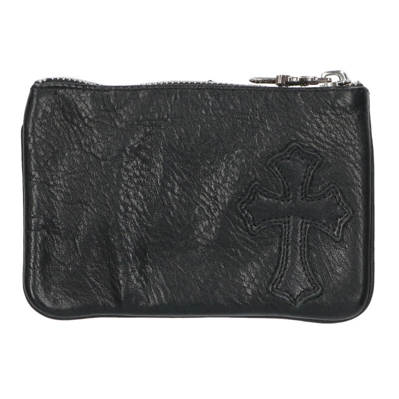 クロムハーツ Chrome Hearts   ZPR CHNG PURSE チェンジパース クロスパッチダガージップコインケース(黒いこと×しろがね色)【913062】【GZ11】【小物】【中古】bb453#rinkan*B