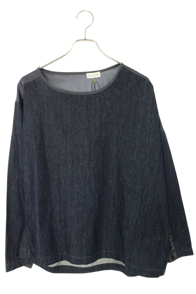 ドリスヴァンノッテン DRIES VAN NOTEN　 サイズ:36 CAIAS DENIM 1553 W.W.SHIRT デニム切替プルオーバー長袖カットソー(インディゴ)【023062】【BS99】【レディース】【中古】bb33#rinkan*A