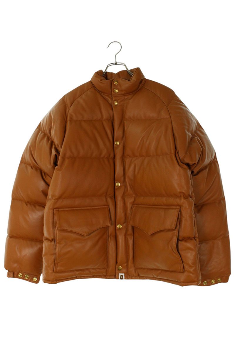 アベイシングエイプ A BATHING APE　 サイズ:M 001DNL701007M 25周年記念50着限定レザーダウンジャケット(ブラウン)【023062】【OM10】【メンズ】【中古】bb470#rinkan*S