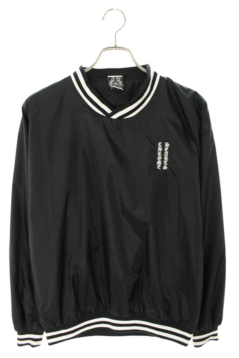 クロムハーツ Chrome Hearts　 サイズ:S Nylon Pullover ロゴ刺繍ナイロンプルオーバージャケットブルゾン(ブラック×ホワイト)【813062】【SS07】【メンズ】【中古】bb380#rinkan*B