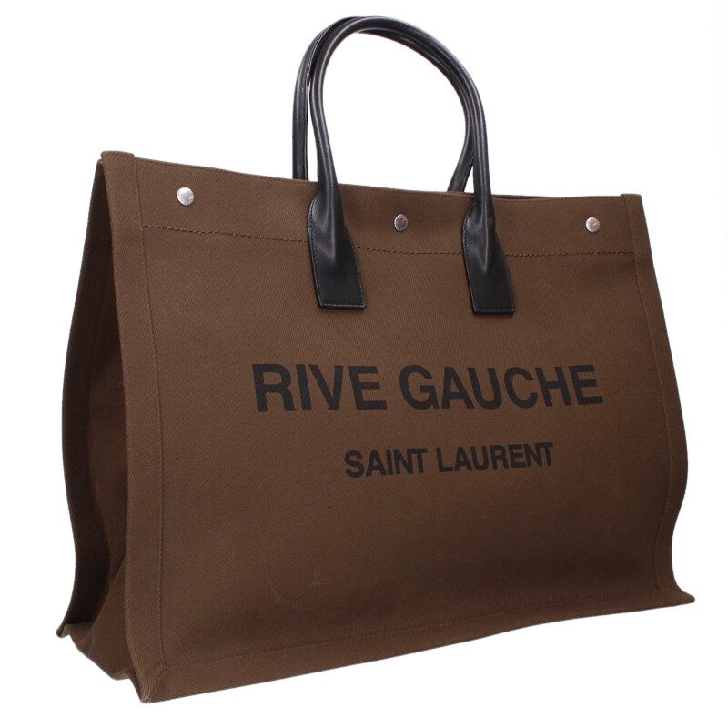 サンローランパリ SAINT LAURENT PARIS   509415 リヴゴーシュロゴキャンバストートバッグ(カーキ×黒いこと)【804062】【BS99】【小物】【中古】bb295#rinkan*B