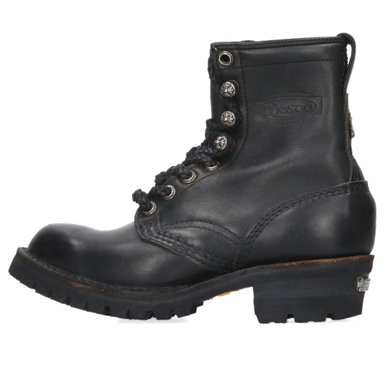 クロムハーツ Chrome Hearts ×ウエスコ WESCO 大きさ:7.5D  JOBMASTER ジョブマスター レザーブレードレースアップレザーブーツ(黒いこと×しろがね色)【913062】【SJ02】【メンズ】【小物】【中古】bb51#rinkan*B