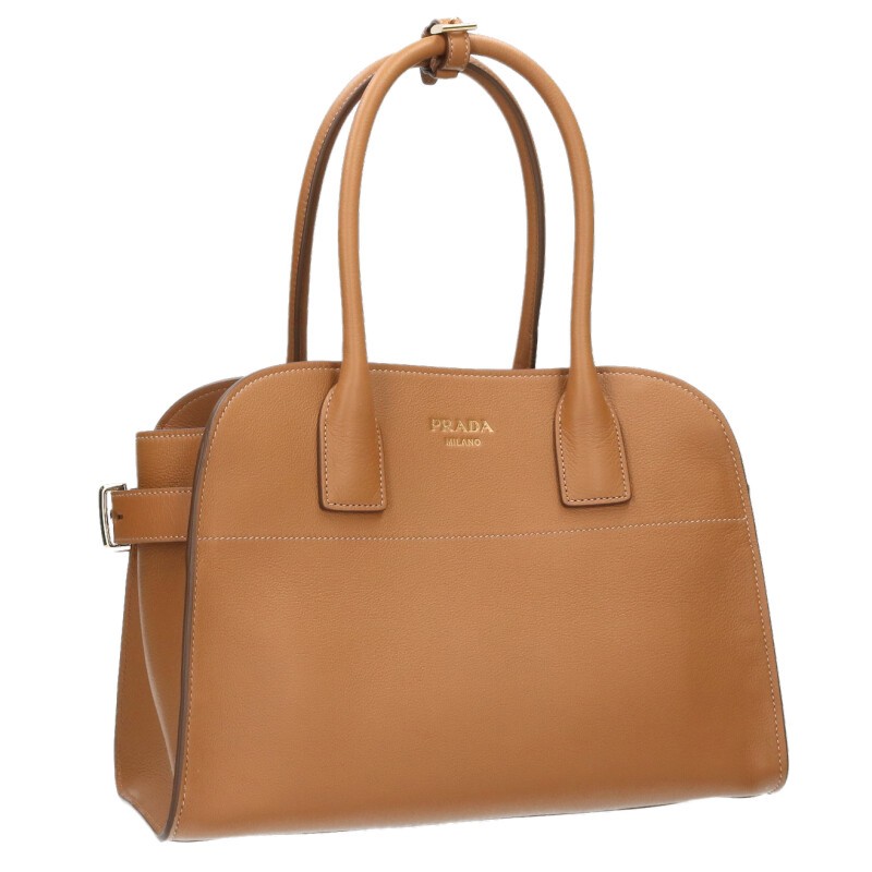 プラダ PRADA   1BG538 ソフトグレインレザーハンドバッグ(赤銅色)【813062】【SB01】【小物】【中古】bb384#rinkan*A