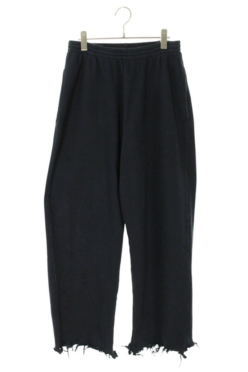 バレンシアガ BALENCIAGA　 サイズ:XS 783401 TSVD4 ダメージ加工ワイドスウェットロングパンツ(ブラック)【023062】【SS13】【メンズ】【中古】bb223#rinkan*B