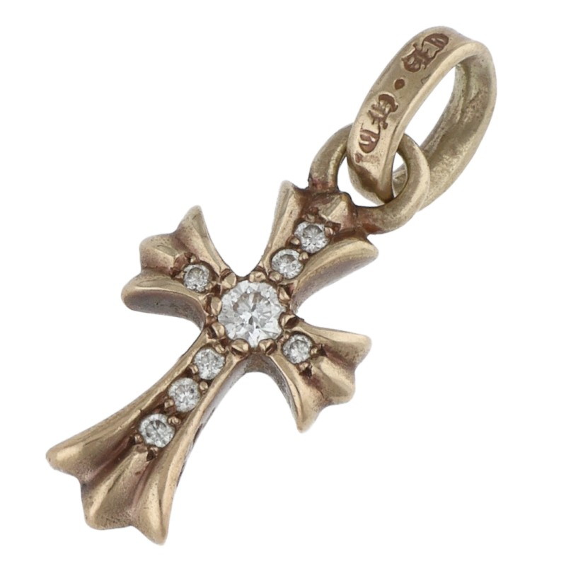 クロムハーツ Chrome Hearts   22K CRS BBYFAT P DMND ベイビーファット PAVE金剛石 惹きつける ゴールド首飾りいの一番(黄色ゴールド×せつ然たる 3.08g)【913062】【SJ02】【小物】【中古】bb132#rinkan*B