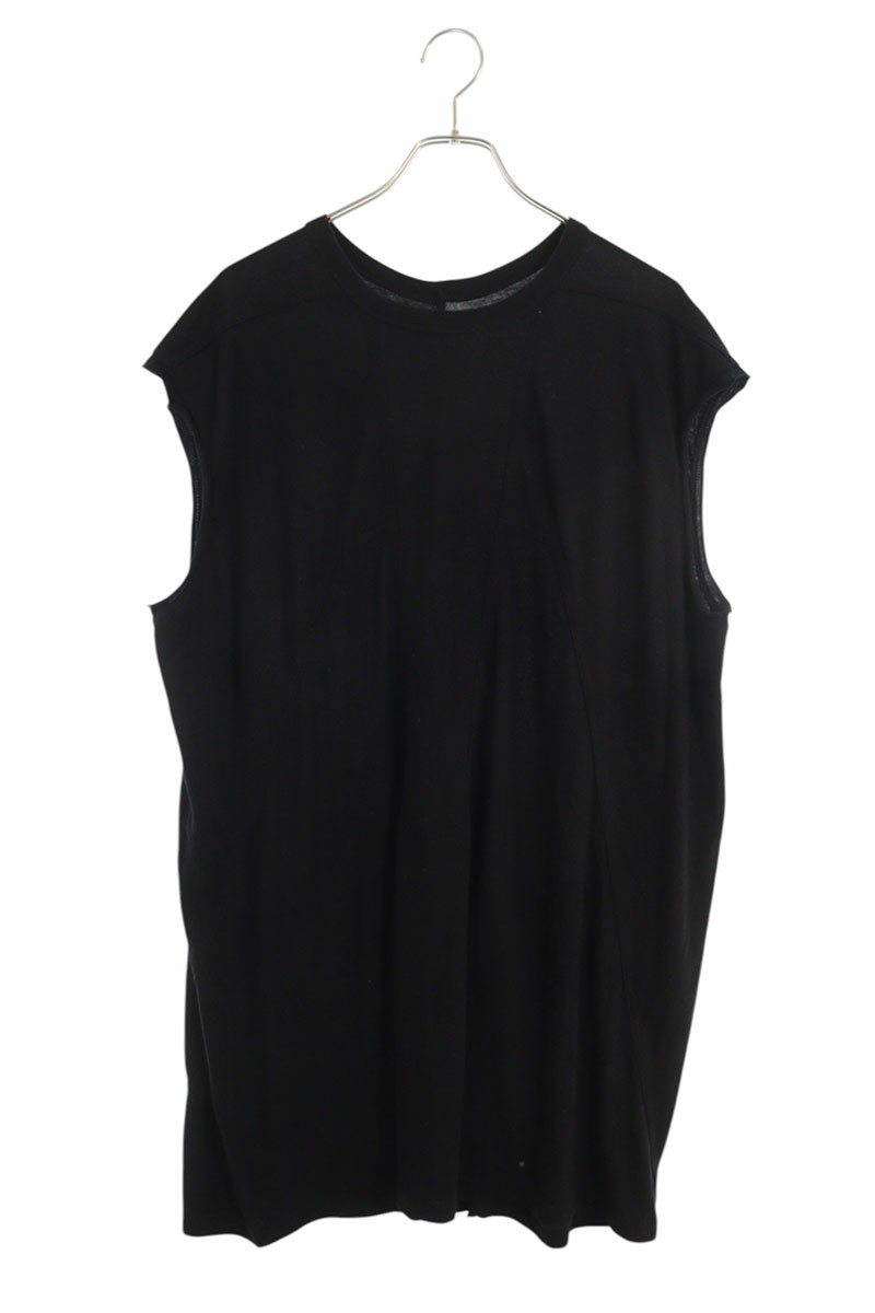 リックオウエンス Rick Owens　 サイズ:L 25AW RU02E1168-JR SPLINTERED TARP T タープカットオフノースリーブカットソー(ブラック)【123062】【BS99】【メンズ】【中古】bb328#rinkan*A