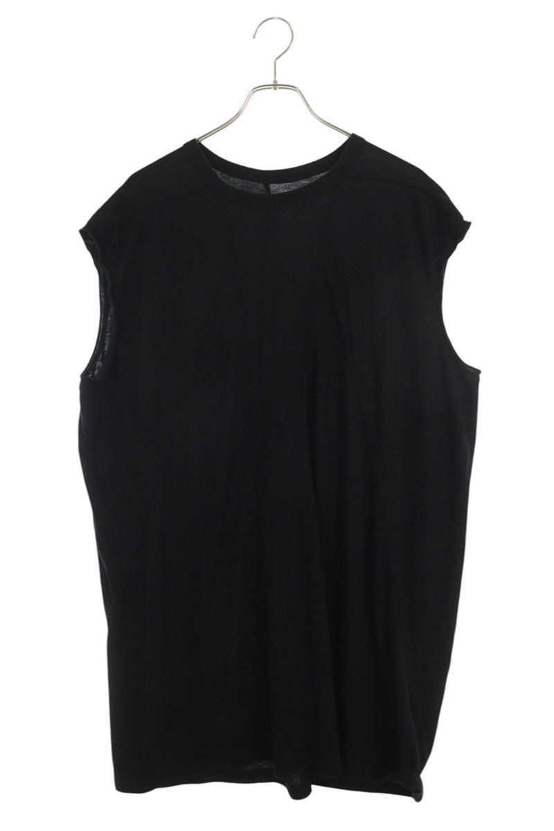 リックオウエンス Rick Owens　 サイズ:L 25AW RU02E1168-JR SPLINTERED TARP T タープカットオフノースリーブカットソー(ブラック)【123062】【BS99】【メンズ】【中古】bb328#rinkan*A