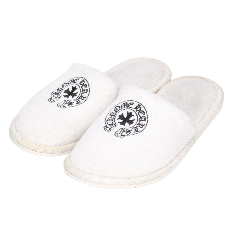 クロムハーツ Chrome Hearts 大いさ:S 配管シュー刺しゅう泊まりサンダル(白いこと×黒いこと)【023062】【SS07】【メンズ】【小物】【中古】bb396#rinkan*B