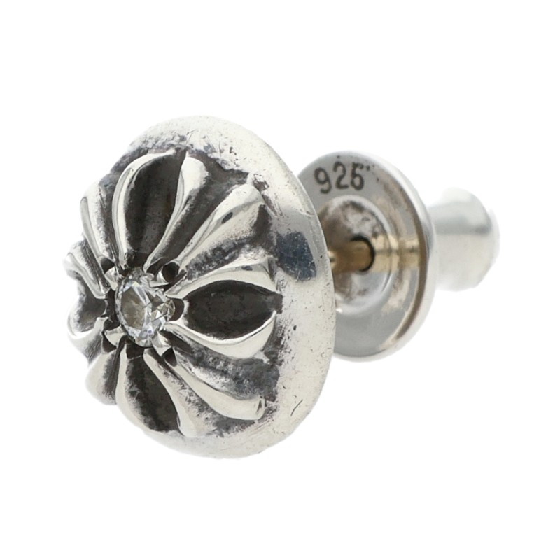 クロムハーツ Chrome Hearts   STUD CRSBLL DIA クロスボールスタッド 1金剛石 しろがね色ピアス(しろがね色×せつ然たる 1.24g)【523062】【os06】【小物】【中古】bb470#rinkan*B