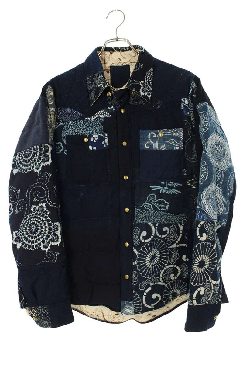 ビズビム VISVIM　サイズ:2 18AW ICT KERCHIEF DOWN JACKET KOFU 0218905013009 古布パッチワークカーチーフダウンジャケット(インディゴ&times;ベージュ)【523062】【BS55】【メンズ】【中古】bb223#rinkan*B｜RINKAN