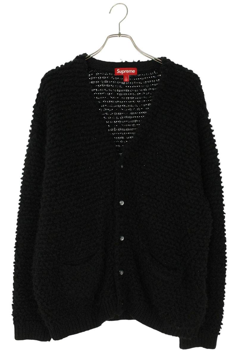 シュプリーム SUPREME 大きさ:L  24AW  Textured Knotted Cardigan テクスチャードニットカーディガン(黒いこと)【223062】【SB01】【メンズ】【中古】bb411#rinkan*B