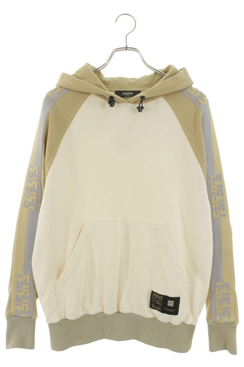 フェンディ FENDI　サイズ:S FAF588 A529 FFズッカラグランスリーブプルオーバーパーカー(ブラウン&times;ベージュ調)【033062】【BS99】【メンズ】【中古】bb30#rinkan*B｜RINKAN