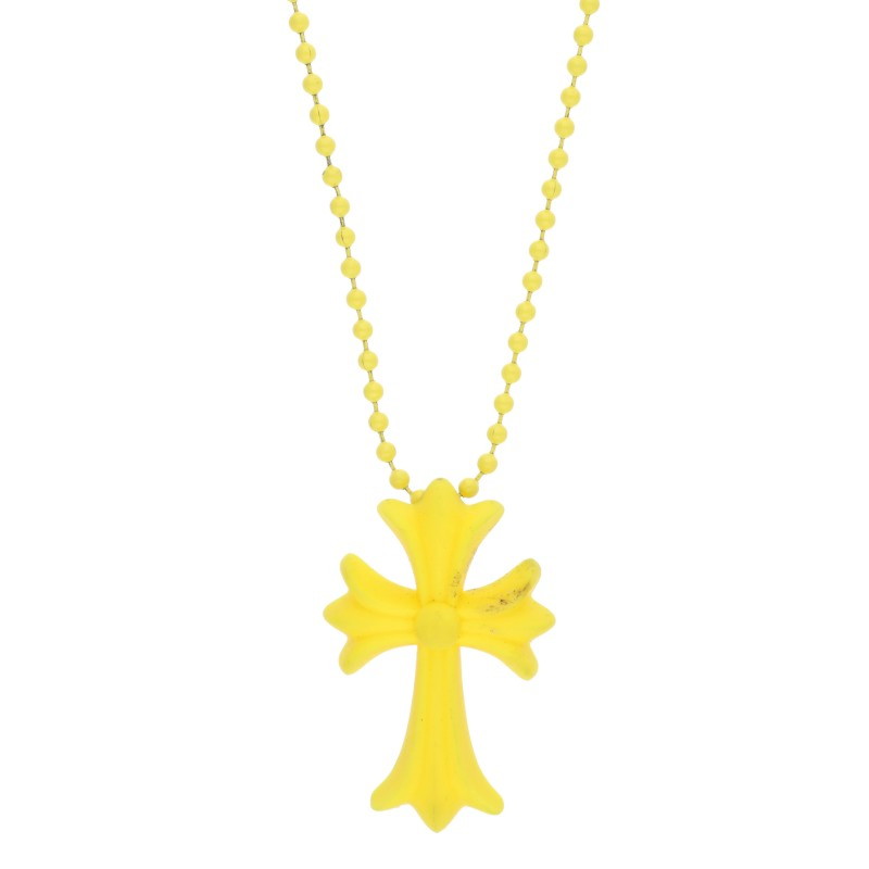 クロムハーツ Chrome Hearts   RUBBER CH CRS SML 天然ゴムスモールCH差し交わす シリコンラバーネックレス(黄色 総掛け目8.27g)【623062】【os06】【小物】【中古】bb411#rinkan*B