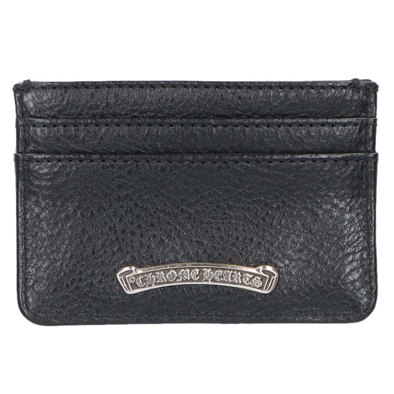 クロムハーツ Chrome Hearts   DOUBLE SIDE ダブル傍え レザーカードケース(黒いこと×しろがね色)【223062】【SS07】【小物】【中古】bb406#rinkan*S