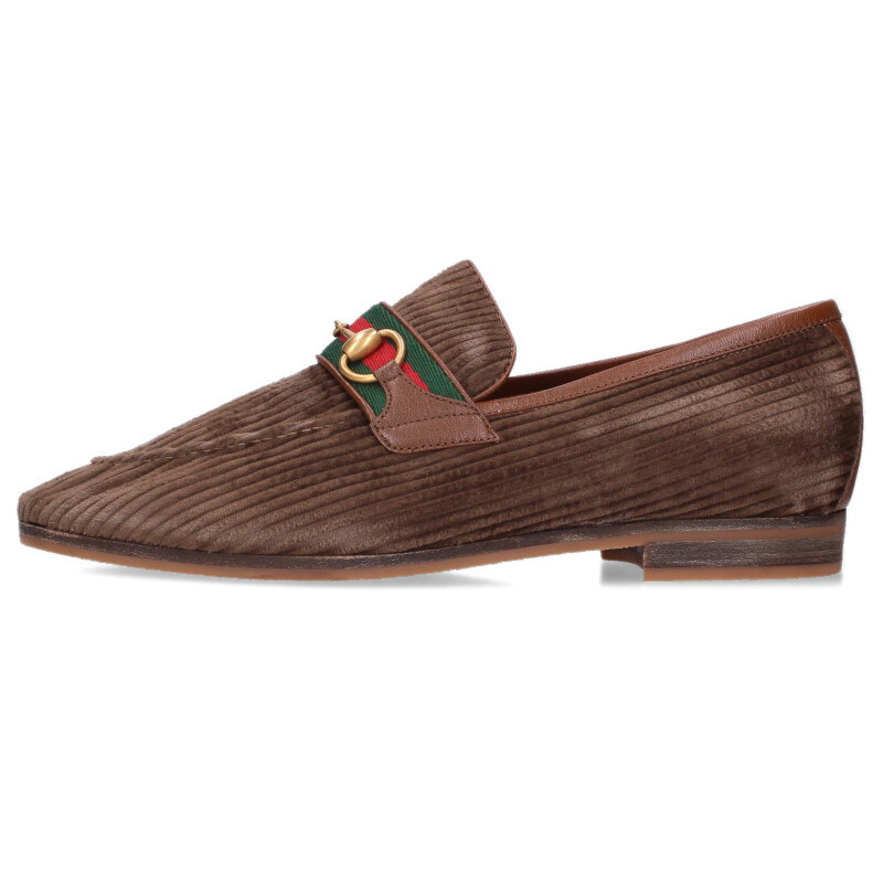 グッチ GUCCI サイズ:8 759474 ホースビットスウェードローファー(ブラウン×ゴールド)【133062】【BS99】【メンズ】【小物】【中古】bb455#rinkan*B|RINKAN
