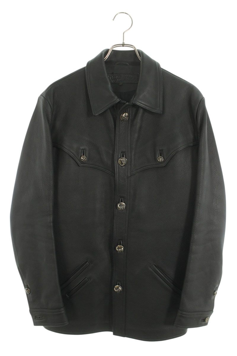 クロムハーツ Chrome Hearts　 サイズ:M HUNTING JACKET ハンティング クロウボタンレザージャケットブルゾン(ブラック×シルバー)【523062】【OS06】【メンズ】【中古】bb76#rinkan*B