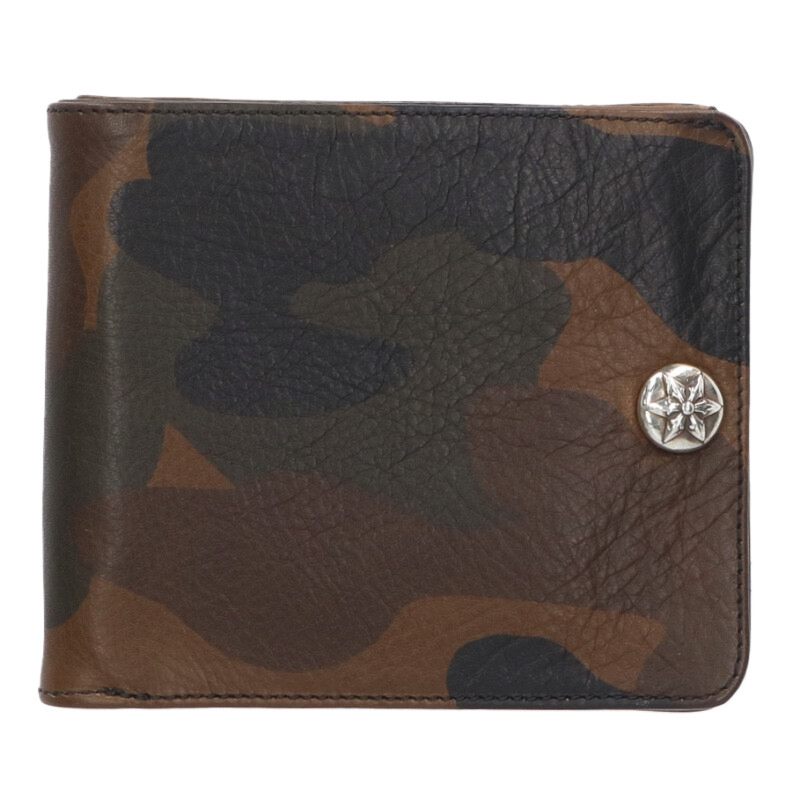 クロムハーツ Chrome Hearts   1SNAP はやりっ子名取り草擬装家鴨柄なめし革銭入れ(カーキ調×しろがね色)【423062】【SJ02】【小物】【中古】bb82#rinkan*A