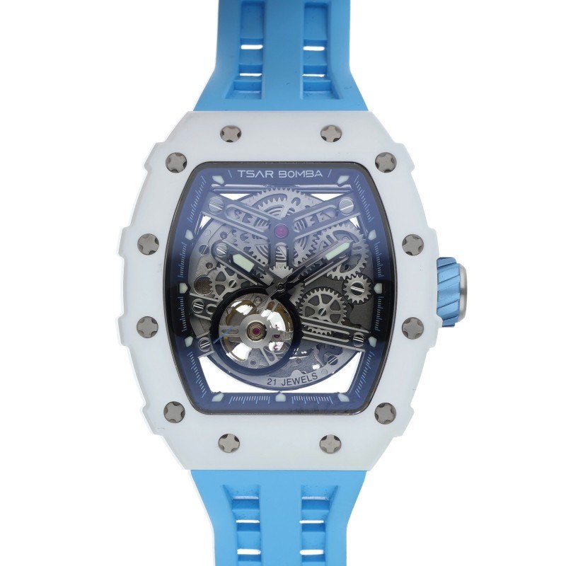 サーボンバ TSAR BOMBA　 TB8208C ラバーストラップセラミックケース腕時計(ホワイト&times;シルバー)【306062】【BS99】【小物】【中古】bb359#rinkan*A｜RINKAN