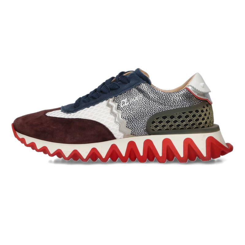 クリスチャンルブタン Christian Louboutin 大きさ:42  Louibishark スエードレザーローカットスニーカー(マルチ色つや)【104062】【BS99】【メンズ】【小物】【中古】bb459#rinkan*B