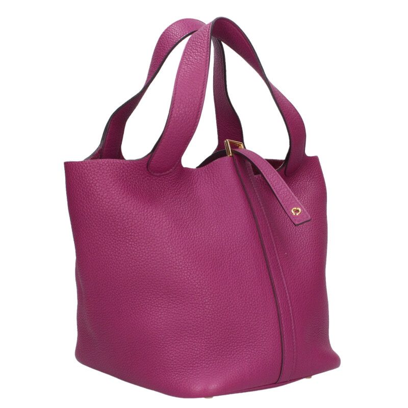 エルメス HERMES　サイズ:MM ピコタンロックMM Y刻印 G金具トリヨンクレマンスハンドバッグ(パープル)【014062】【BS99】【小物】【中古】bb334#rinkan*C｜RINKAN