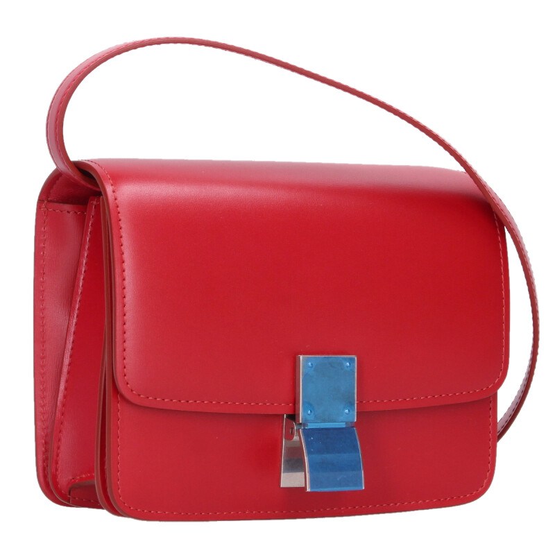 セリーヌ CELINE   クラシックボックス スモール ボックスカーフショルダーバッグ(レッド×ゴールド)【314062】【BS99】【小物】【中古】bb334#rinkan*A