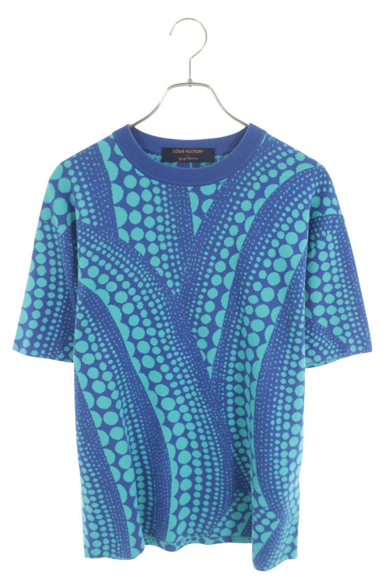 ルイヴィトン LOUISVUITTON　 サイズ:S 23AW RM232H JL4 HON38W LV装飾パンプキンニットTシャツ(ブルー調)【623062】【OM10】【メンズ】【中古】bb384#rinkan*A