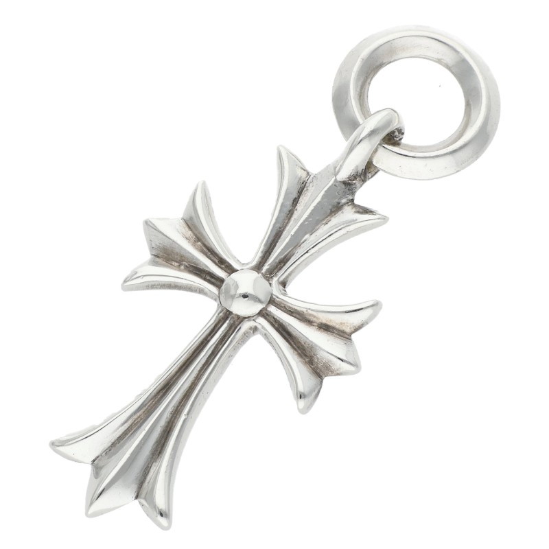 クロムハーツ Chrome Hearts　 TINY CH CROSS タイニーCHクロス チャーム シルバーネックレストップ(シルバー 3.69g)【823062】【OS06】【小物】【中古】bb453#rinkan*B
