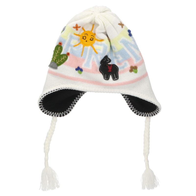シュプリーム SUPREME　 25AW Felt Applique Earflap Beanie フェルトアップリケイヤーフラップビーニーキャップ帽子(ホワイト)【904062】【BS99】【小物】【中古】bb51#rinkan*A