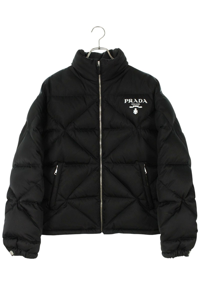 プラダ PRADA　 サイズ:XS SGB803 Re-Nylon ロゴプリントブルゾン(ブラック)【523062】【SB01】【メンズ】【中古】bb421#rinkan*B