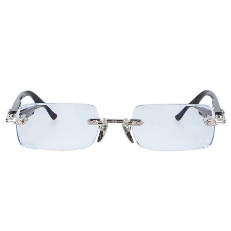 クロムハーツ Chrome Hearts 大きさ:54□21-146  DEEP I フローラルクロスリムレスメガネ(黒いこと×しろがね色)【623062】【聞き入れる15】【小物】【中古】bb390#rinkan*B