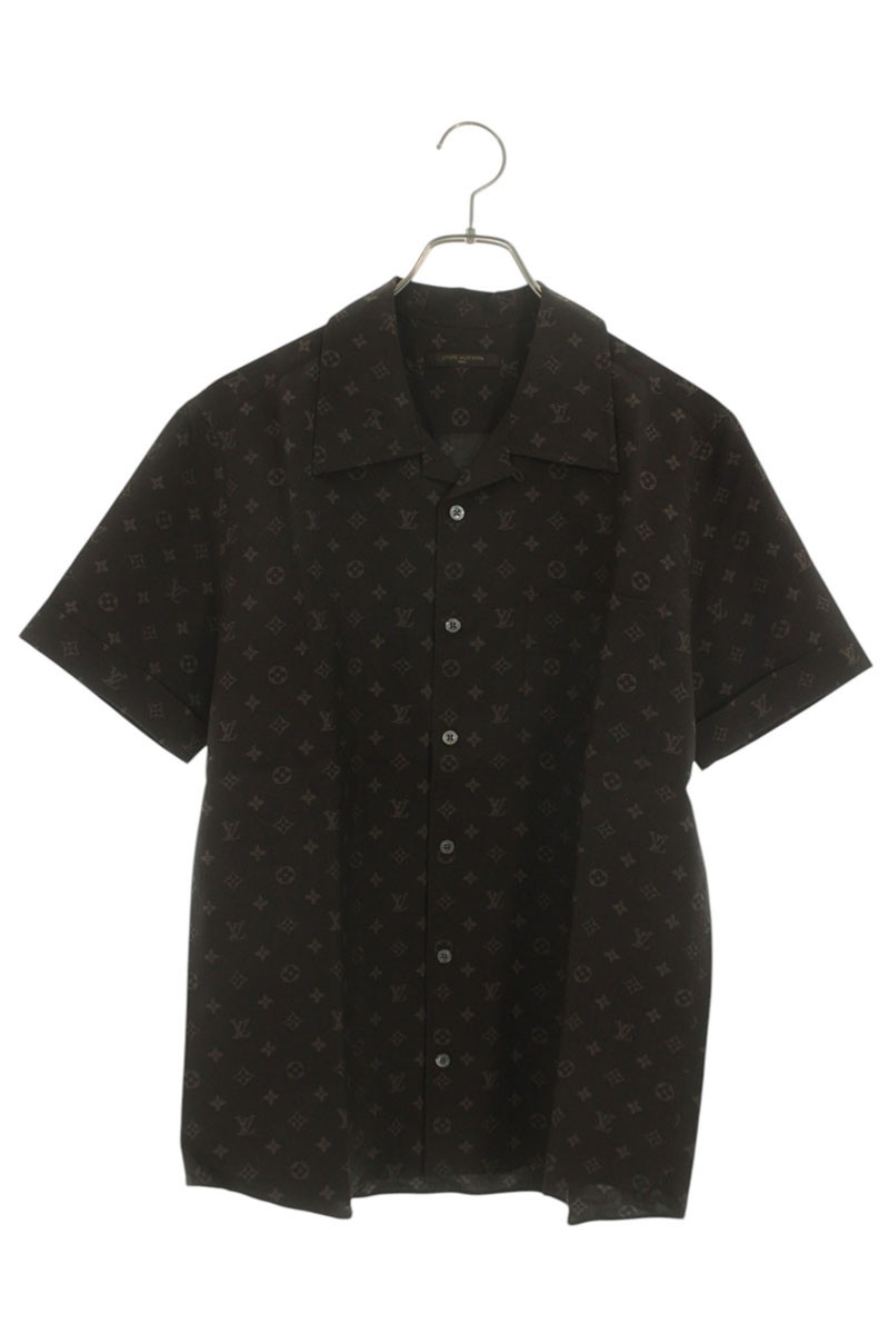 ルイヴィトン LOUISVUITTON　 サイズ:38 06SS RM061 MISH81ST2 モノグラム総柄シルク半袖シャツ(ブラウン調)【623062】【SB01】【メンズ】【中古】bb187#rinkan*B