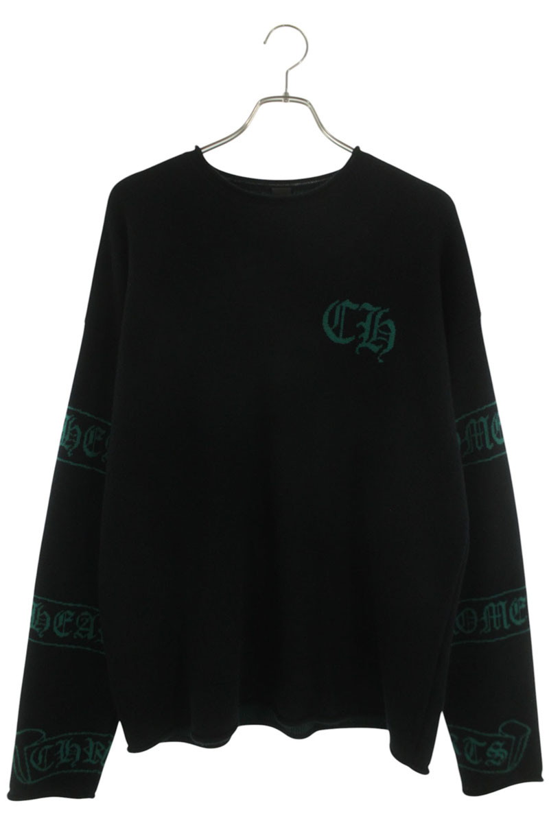 クロムハーツ Chrome Hearts 大きさ:ONE SIZE スクロールラベルロゴカシミヤニット(黒いこと×緑であること)【623062】【GZ11】【メンズ】【中古】bb437#rinkan*B