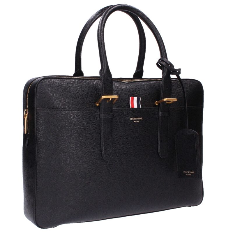 トム赤銅色 THOM BROWNE  レザービジネスハンドバッグ(黒いこと)【314062】【BS99】【小物】【中古】bb187#rinkan*B