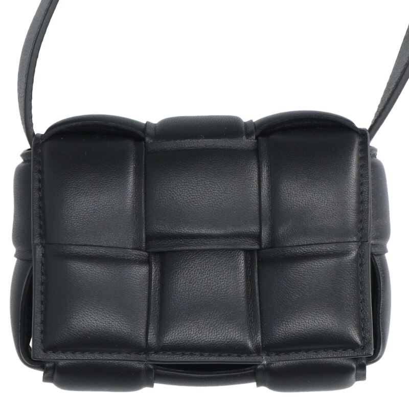 ボッテガヴェネタ BOTTEGA VENETA   716648 VCQR1 砂糖菓子 パテッド テープショルダーバッグ(黒いこと)【314062】【BS99】【小物】【中古】bb412#rinkan*S