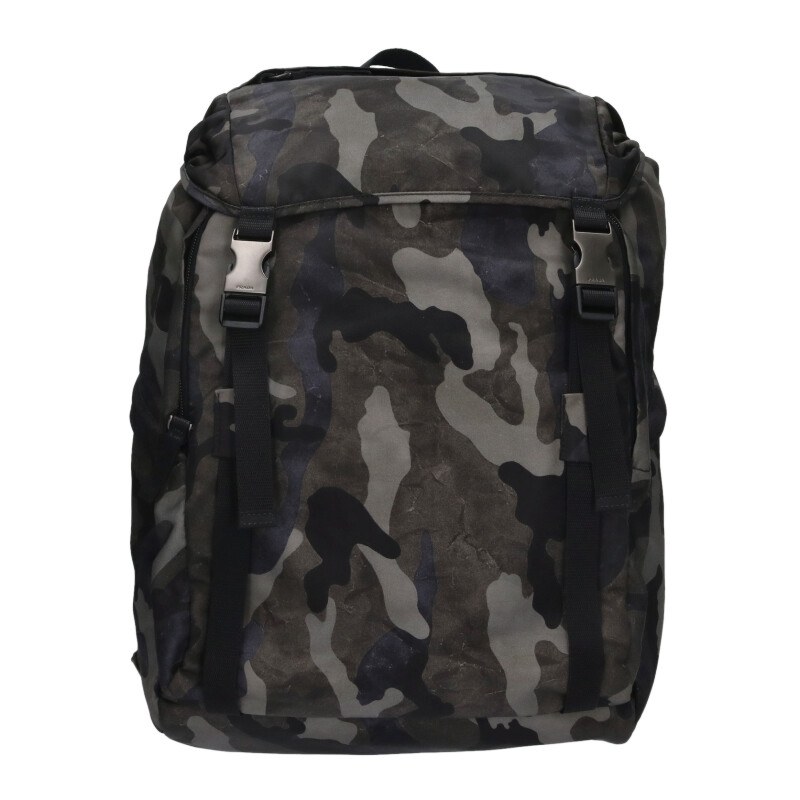 プラダ PRADA   2VZ062 トライングルプレートデイパックナイロンバックパック(薄墨色調)【014062】【BS99】【小物】【中古】bb30#rinkan*C