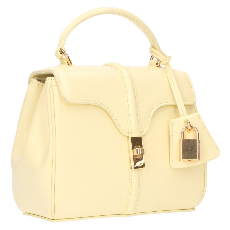 セリーヌ CELINE　 16セーズ 197983BEY.11OY サテンドカーフスキン2WAYハンドバッグ(イエロー)【314062】【BS99】【小物】【中古】bb356#rinkan*C