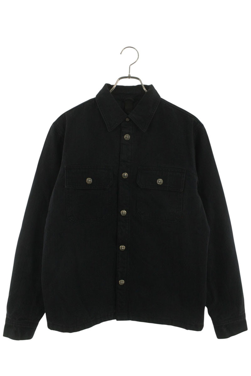 クロムハーツ Chrome Hearts 大きさ:M  WORK DOG クロスボールボタン中綿キルティングデニムジャケット(黒いこと×しろがね色)【723062】【聞き入れる15】【メンズ】【中古】bb380#rinkan*B