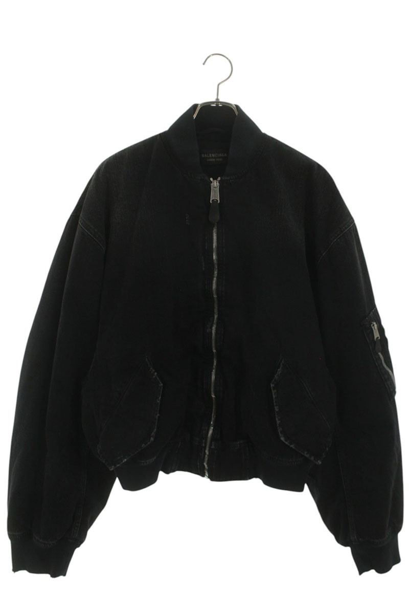 バレンシアガ BALENCIAGA 大きさ:M  850058 TTW67 STANDARD BOMBER 不都合産業デニムボンバージャケットブルゾン(黒いこと)【723062】【BS55】【メンズ】【中古】bb51#rinkan*A