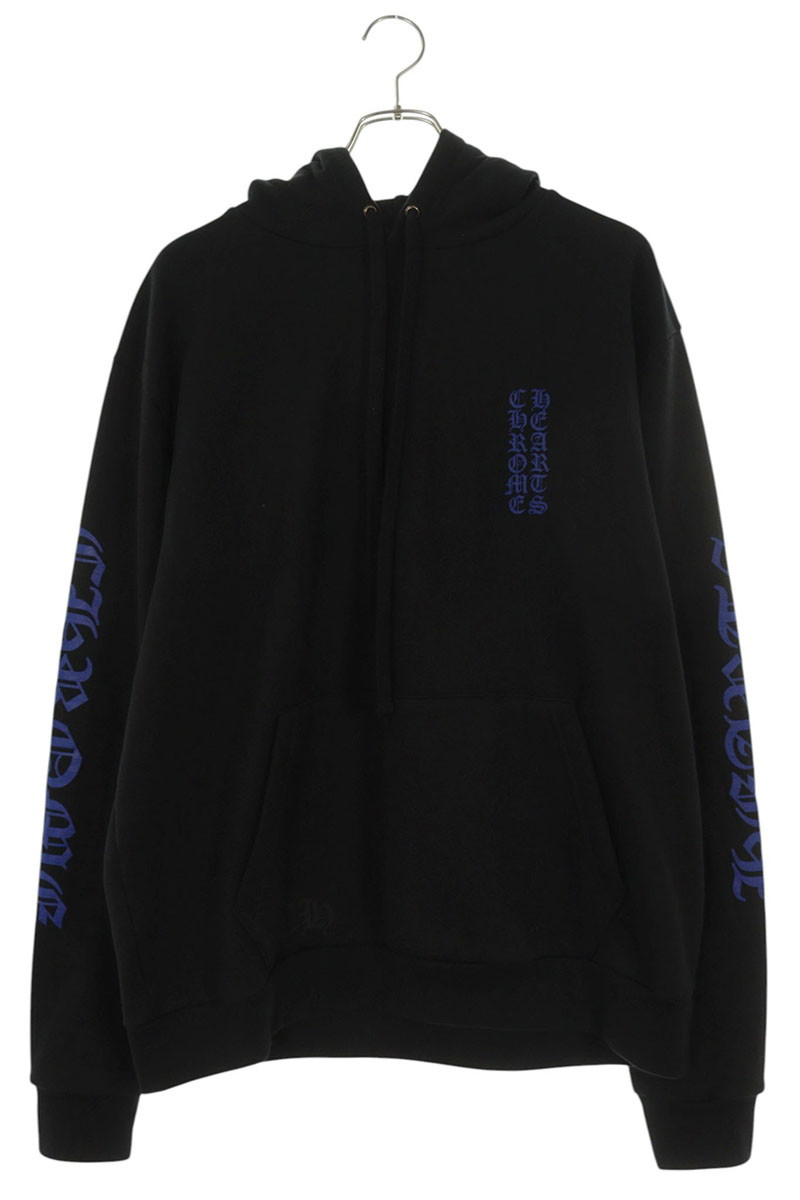 クロムハーツ Chrome Hearts　 サイズ:M SWTSHRT PLVR アームロゴプリントプルオーバーパーカー(ブラック×ブルー)【723062】【SJ02】【メンズ】【中古】bb431#rinkan*A