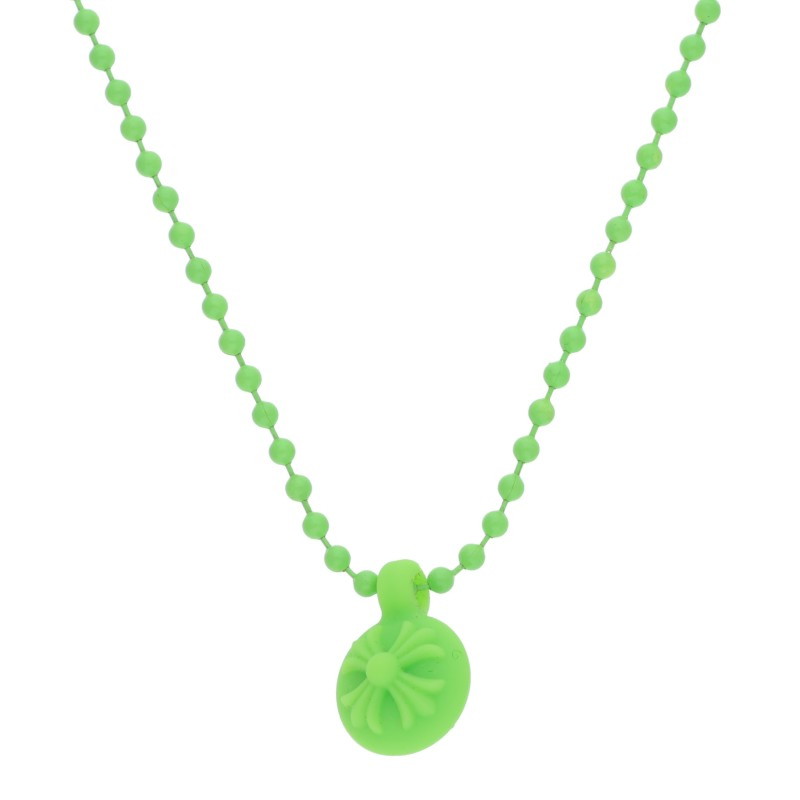 クロムハーツ Chrome Hearts　 RUBBER CH CRSSBALL ラバーCHクロスボールネックレス(グリーン 6.65g)【133062】【SJ02】【小物】【中古】bb349#rinkan*S