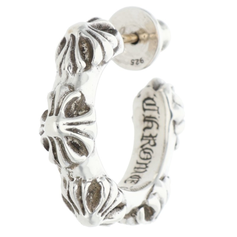 クロムハーツ Chrome Hearts   HOOP CROSS SML クロスバンドフープ しろがね色ピアス(しろがね色 5.41g)【204062】【os06】【小物】【中古】bb470#rinkan*B