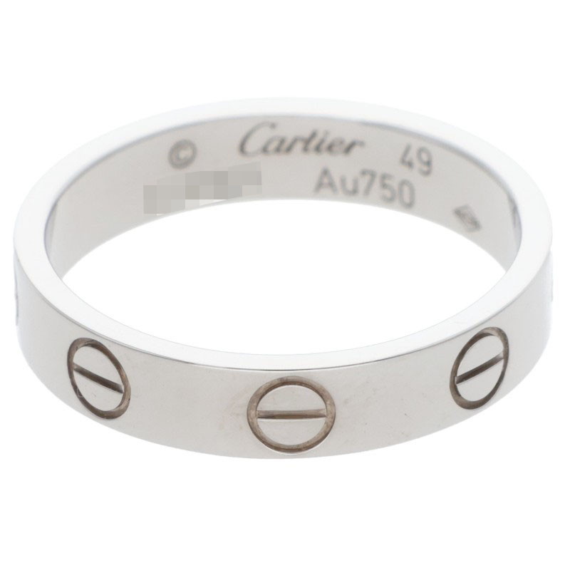 カルティエ Cartier 大きさ:9号/49  MINI LOVE RING ミニラブリング K18WG ミニラブリング(白いことゴールド 3.15g)【104062】【SB01】【小物】【中古】bb328#rinkan*A