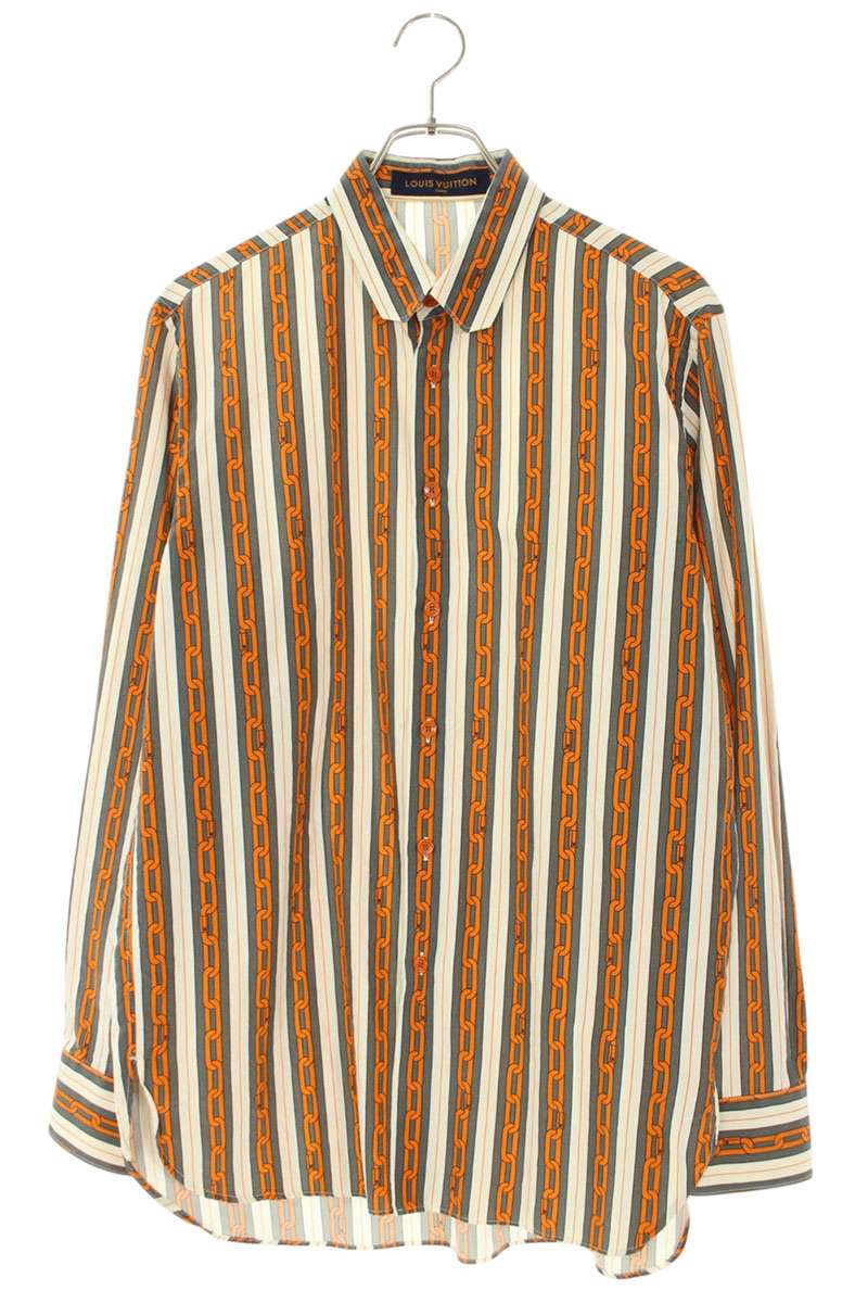 ルイヴィトン LOUISVUITTON 大きさ:XS  RM192M NLJ HHS17W チェーン店絵図面長袖プルオーバー(白いこと×オレンジ色)【104062】【BS99】【中古】bb420#rinkan*B
