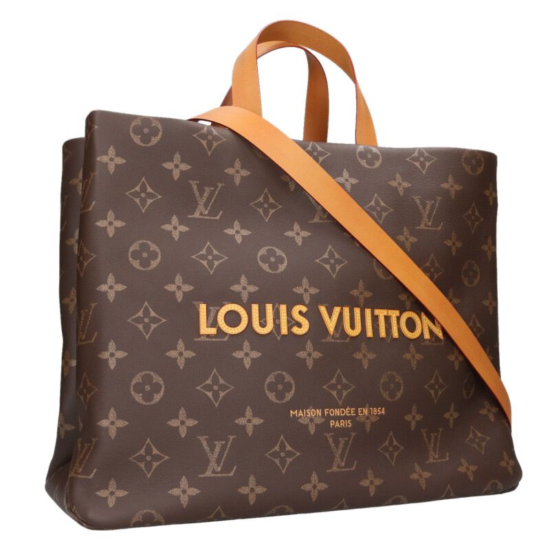ルイヴィトン LOUISVUITTON 大きさ:MM  M13928 ショッパートートMM モノグラム2WAYショルダートートバッグ(赤銅色×ベージュ)【823062】【SB01】【小物】【中古】bb339#rinkan*A