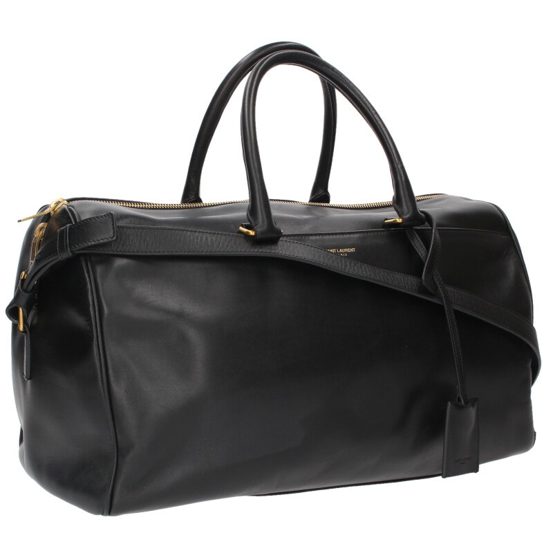 サンローランパリ SAINT LAURENT PARIS　 322050 DUFFLE12 ダッフル12 2WAY ショルダー レザーボストンバッグ(ブラック×ゴールド)【414062】【BS99】【小物】【中古】bb87#rinkan*B
